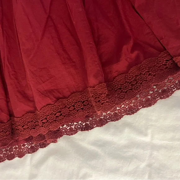 NWT ANTHROPOLOGIE TIERED LACE
MAXI SKIRT Deep Red - Picture 5 of 7